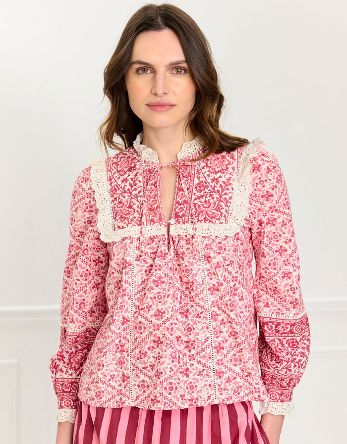 Pink City Prints Burgundy Patchwork Nettie Blouse