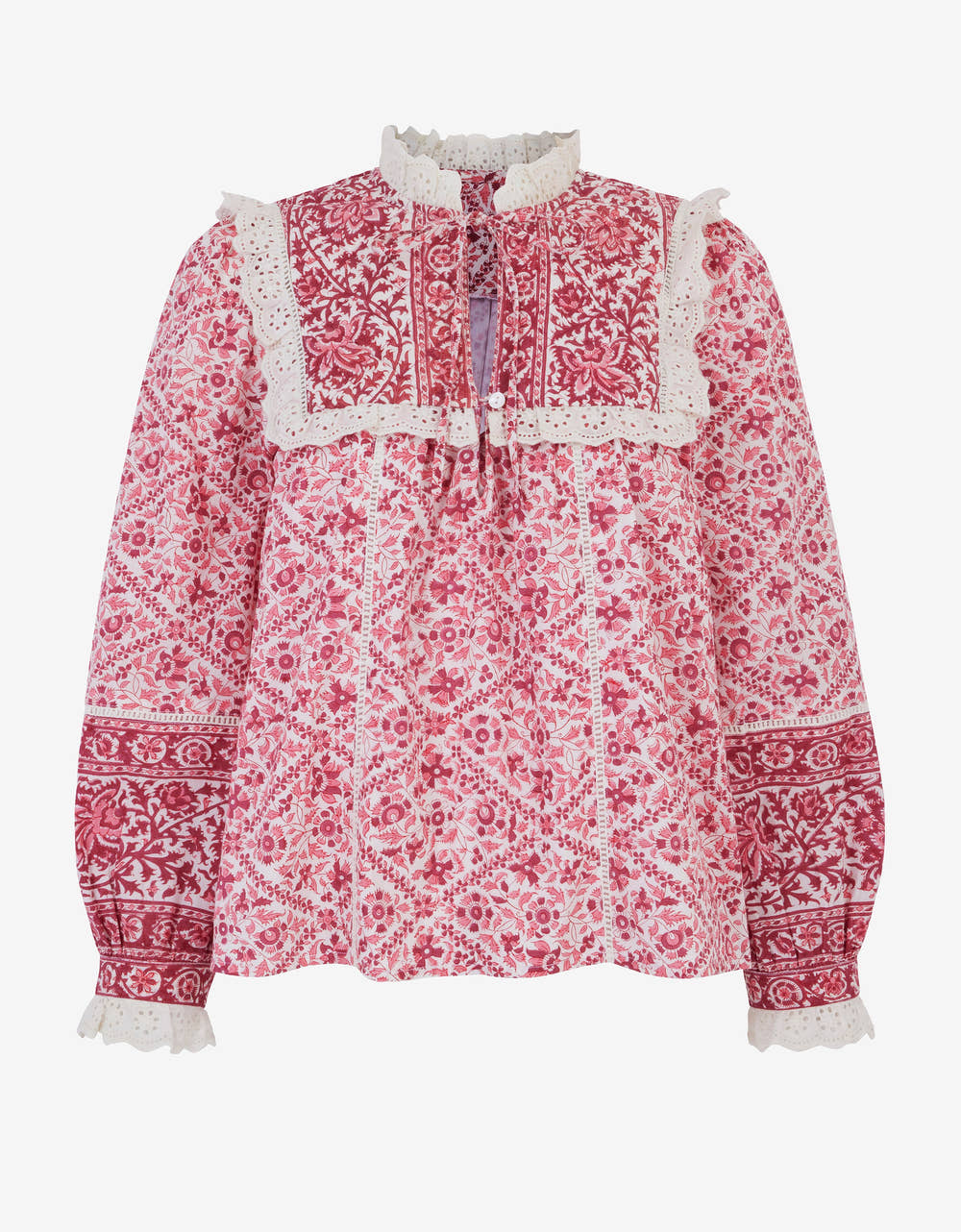 Pink City Prints Burgundy Patchwork Nettie Blouse