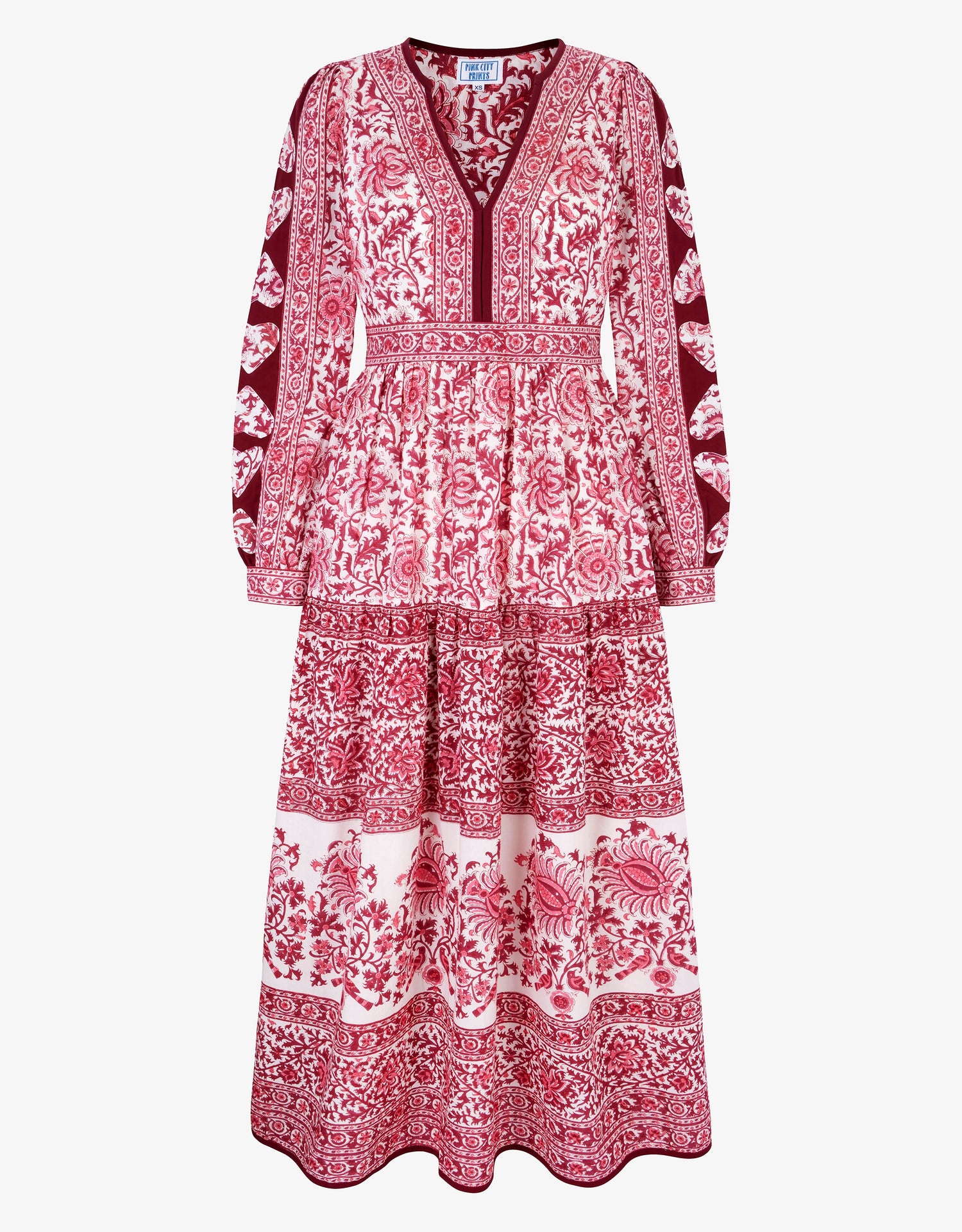 Pink City Prints Burgundy Patchwork Olive Dress