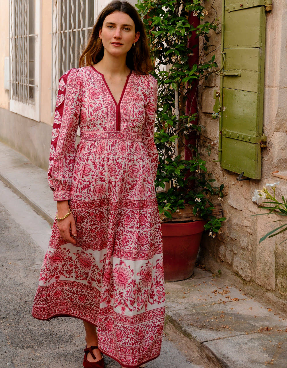 Pink City Prints Burgundy Patchwork Olive Dress