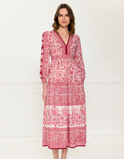 Pink City Prints Burgundy Patchwork Olive Dress