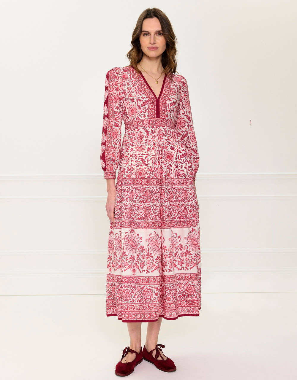 Pink City Prints Burgundy Patchwork Olive Dress