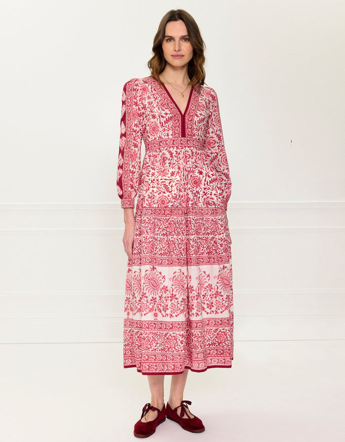 Pink City Prints Burgundy Patchwork Olive Dress