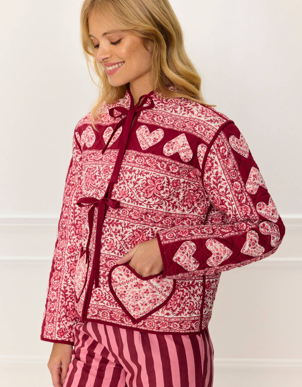 Pink City Prints Burgundy Patchwork Penny Jacket