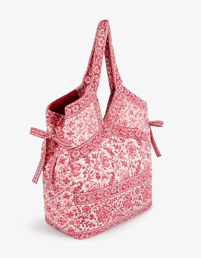 Pink City Prints Burgundy Patchwork Quilted Tote