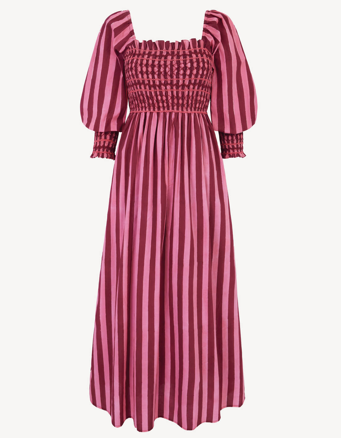 Pink City Prints Burgundy Stripe Florence Dress