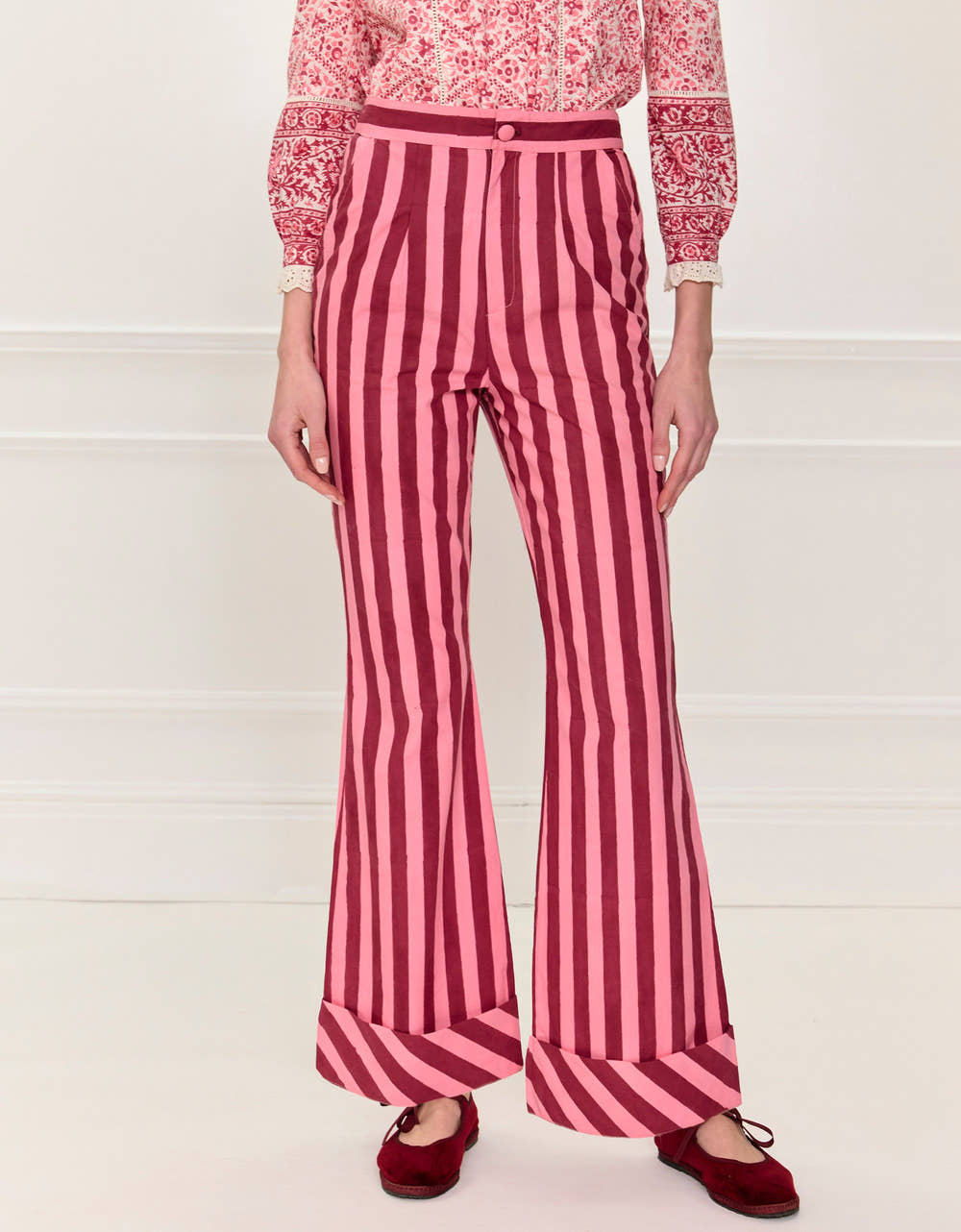 Pink City Prints Burgundy Stripe Romy Trousers