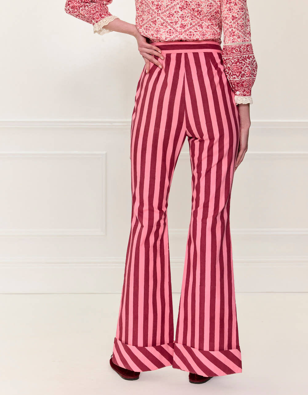 Pink City Prints Burgundy Stripe Romy Trousers