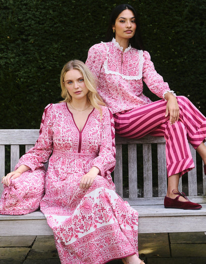 Pink City Prints Burgundy Stripe Romy Trousers