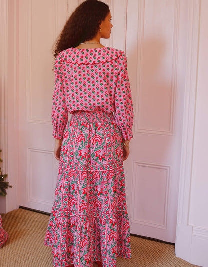 Pink City Prints Candy Cane Border Lucia Skirt