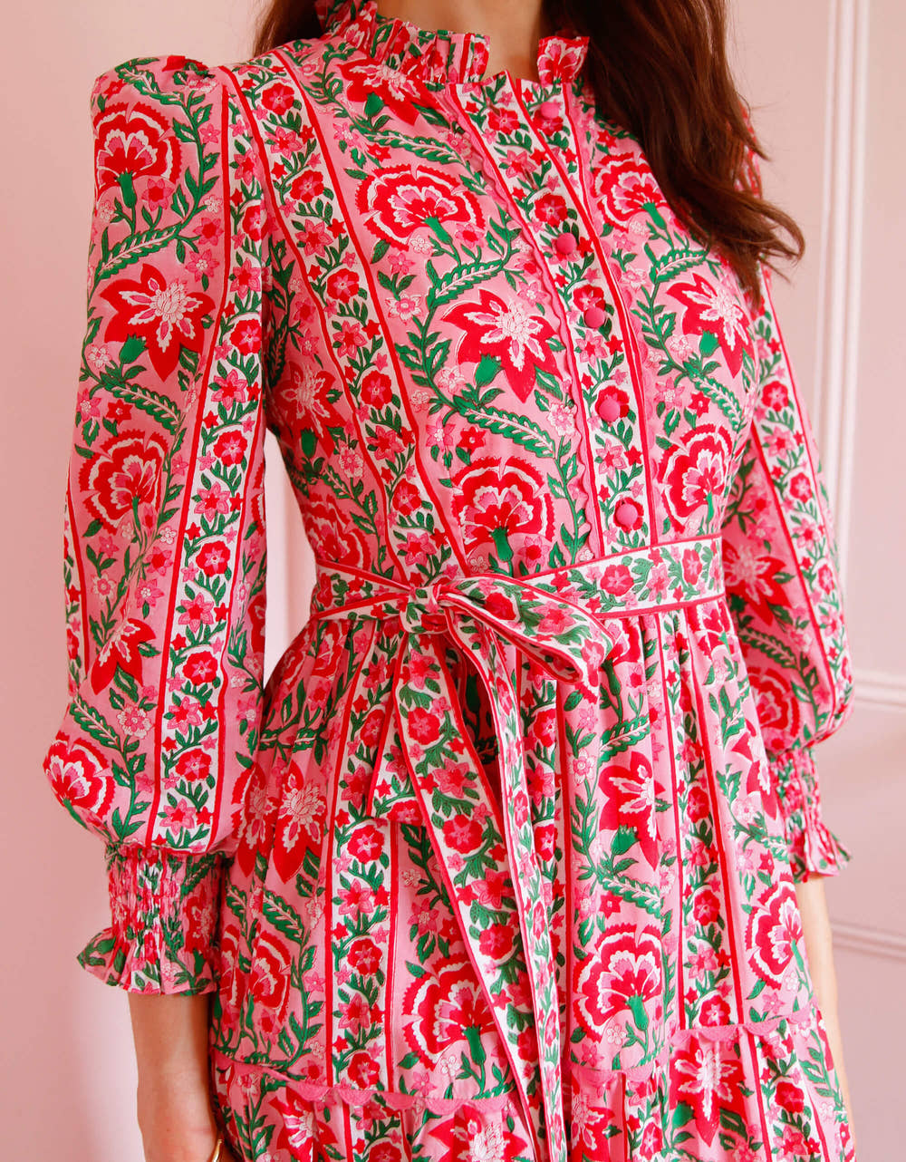 Pink City Prints Candy Cane Border Matilda Dress