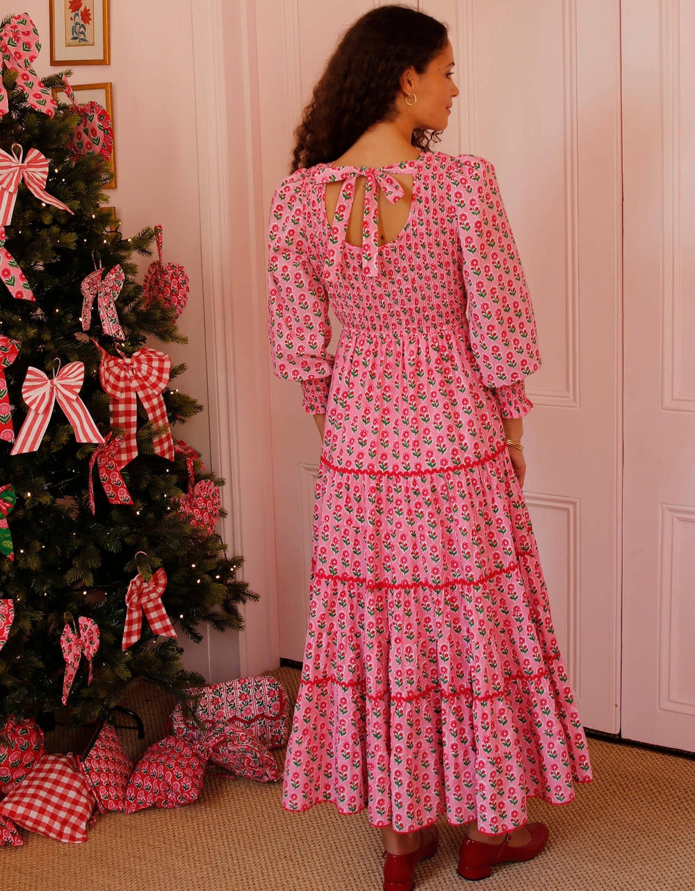 Pink City Prints Candy Cane Buta Abigail Dress