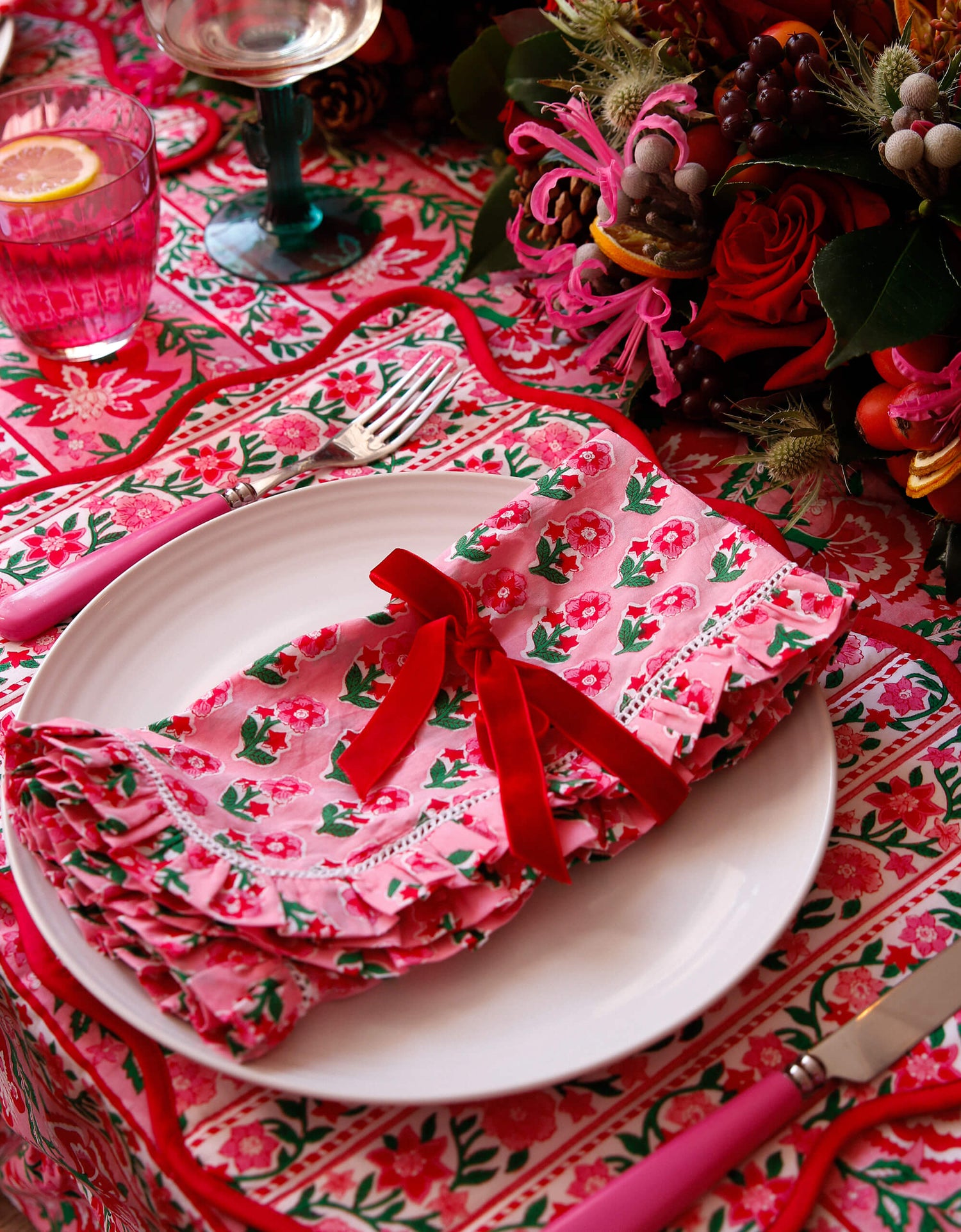 Pink City Prints Candy Cane Buta Napkins (Set of 6)