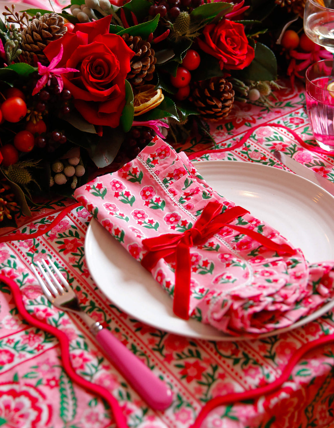 Pink City Prints Candy Cane Buta Napkins (Set of 6)