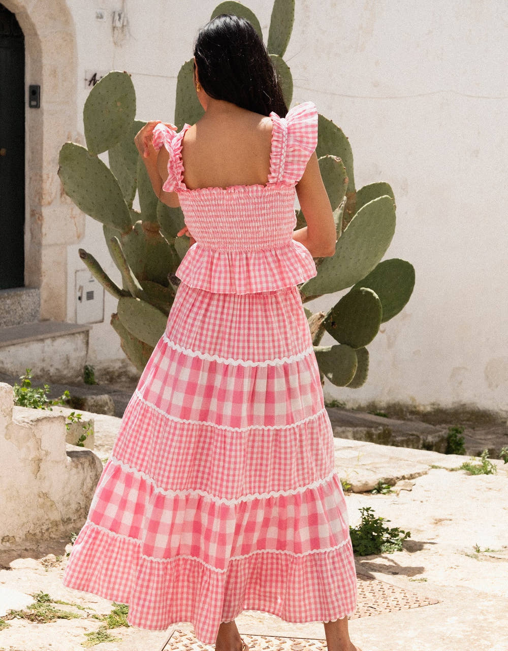 Pink City Prints Candy Floss Gingham Kolkata Skirt