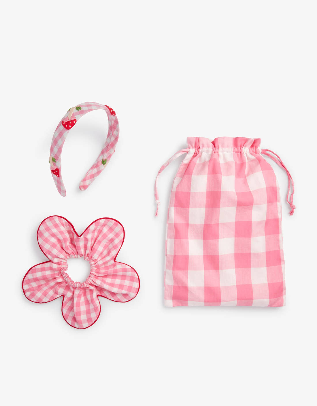 Pink City Prints Candy Floss Gingham Scrunchie Set and Headband