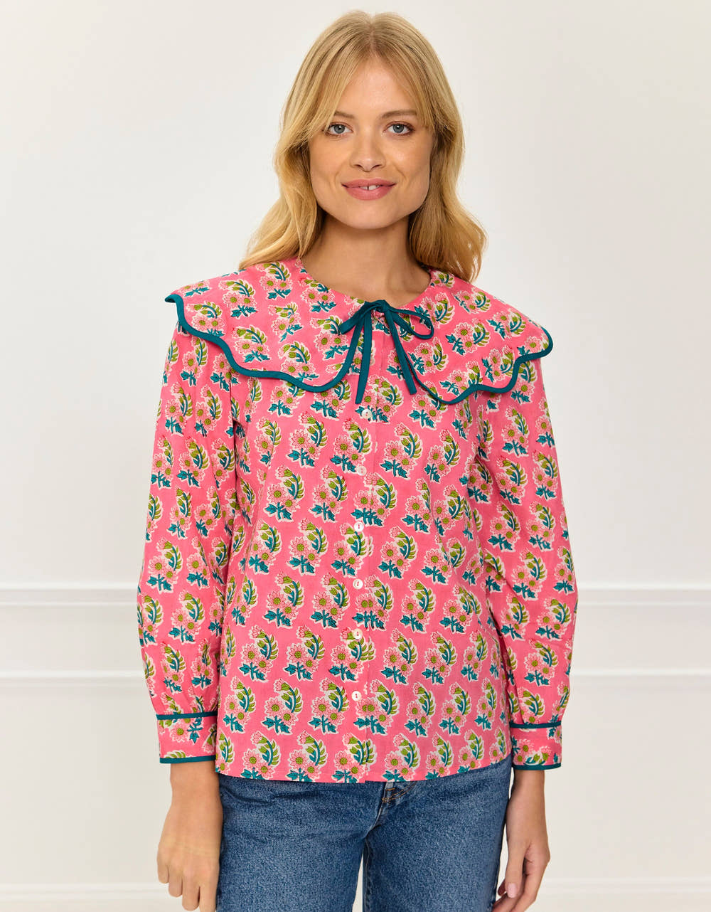 Pink City Prints Candy Zinnia Apple Blouse