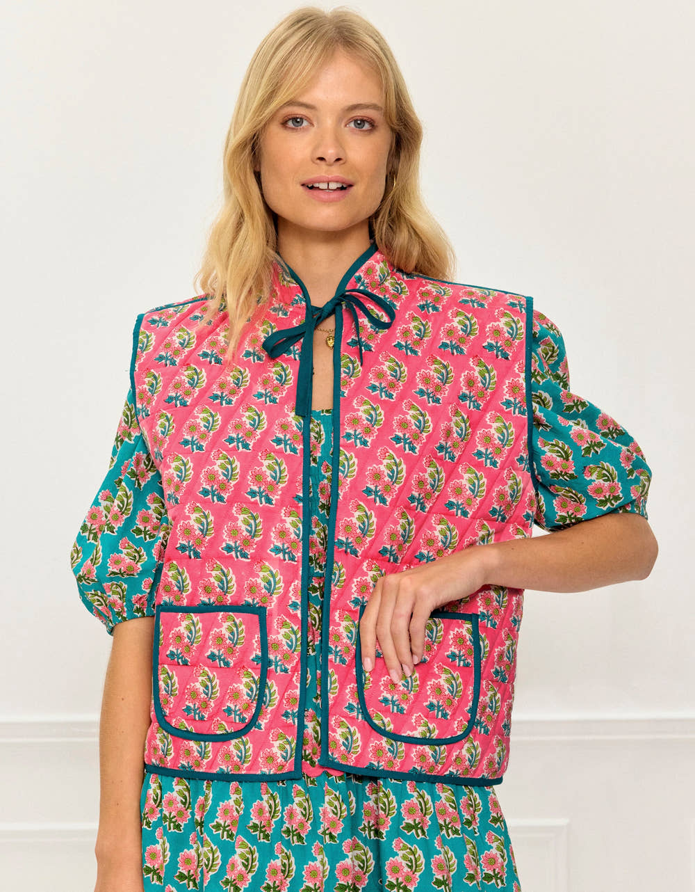 Pink City Prints Candy Zinnia Maggie Gilet