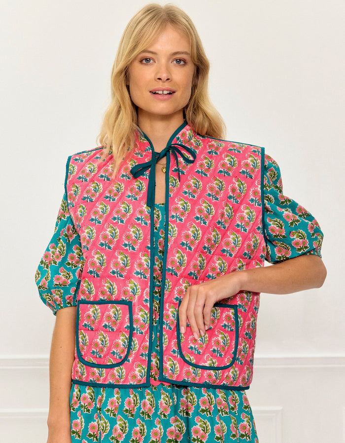 Pink City Prints Candy Zinnia Maggie Gilet