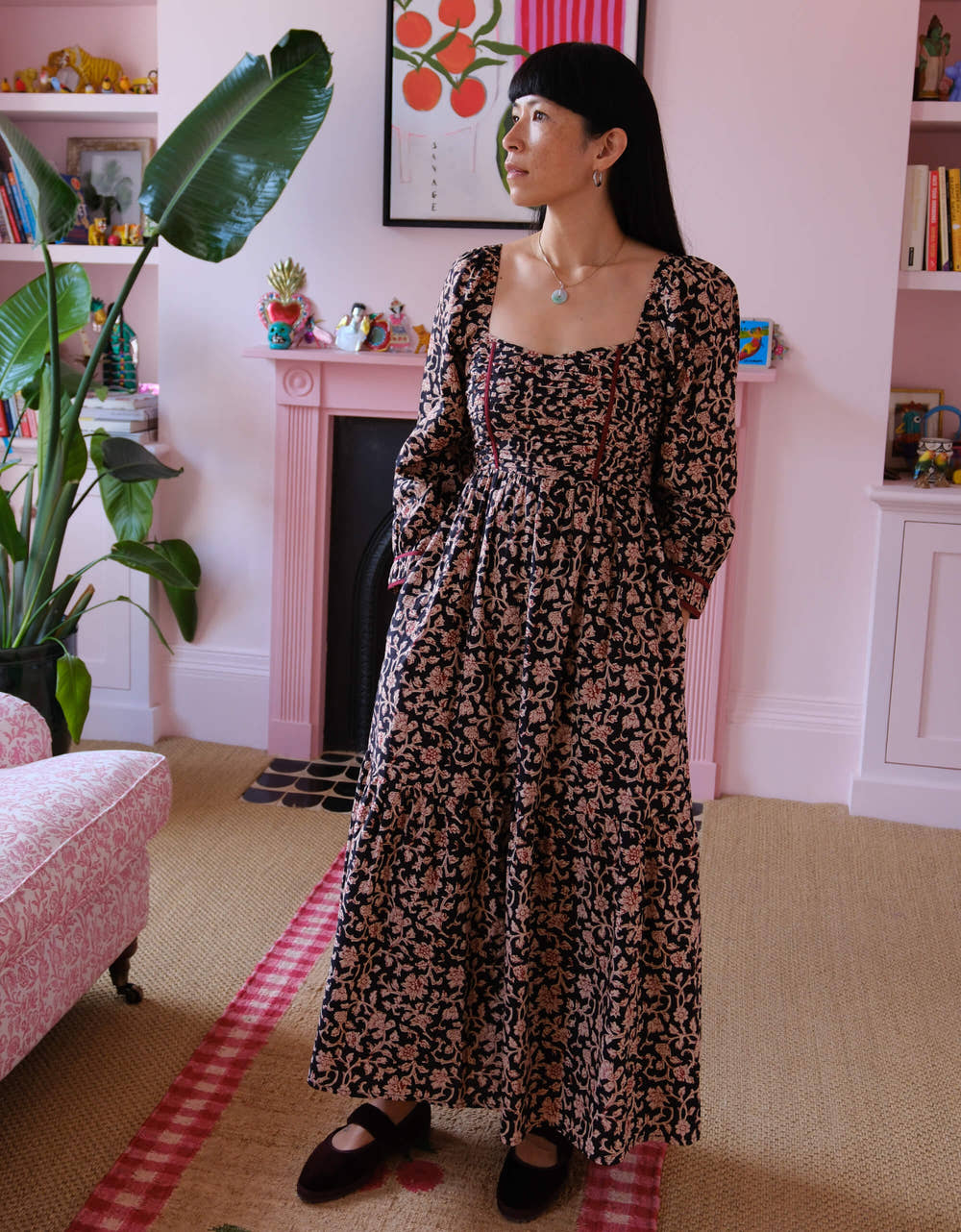 Pink City Prints Chanderi Jaal Riley Dress