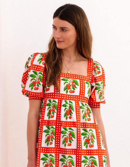 Pink City Prints Cherry Picnic Elizabeth Dress