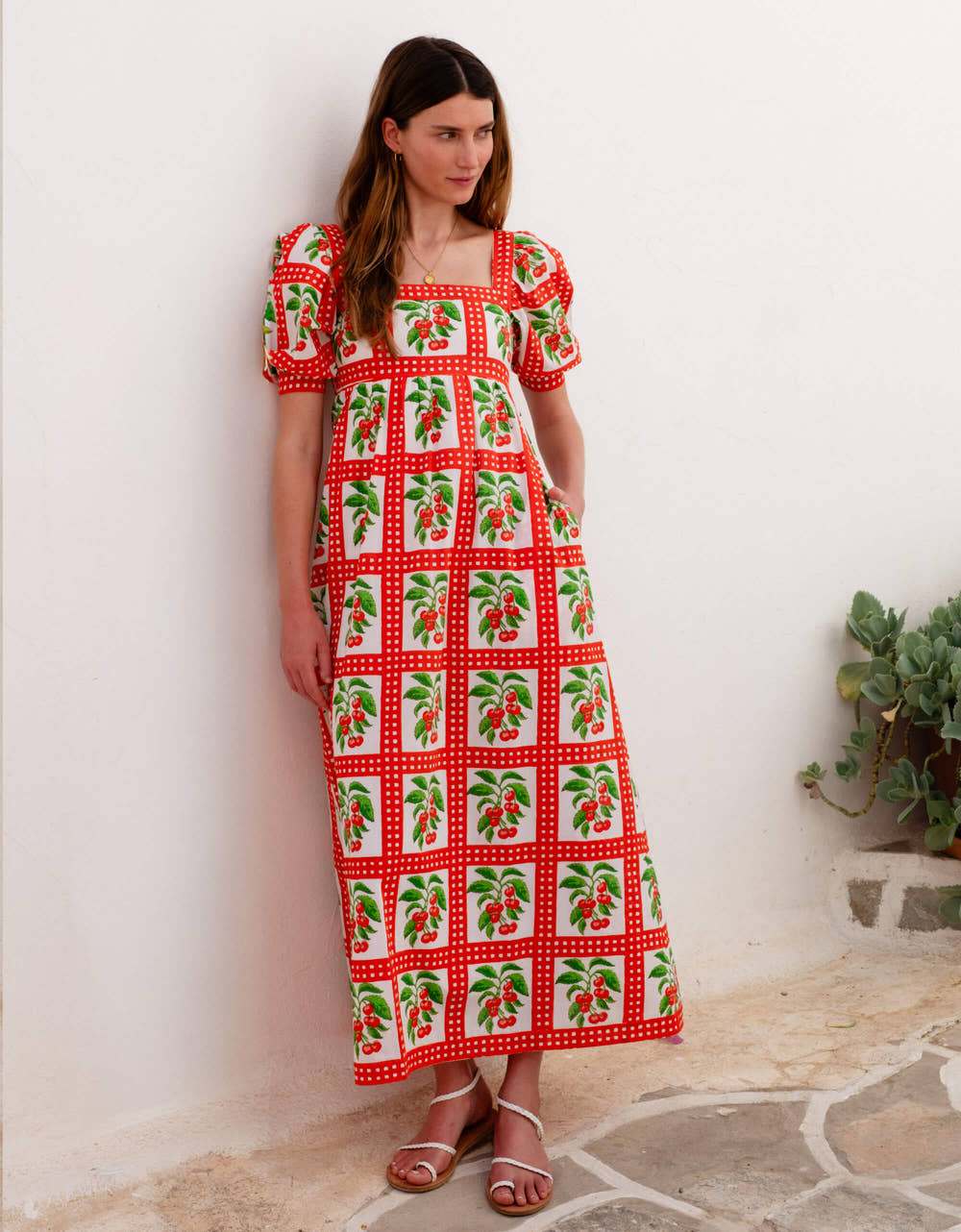 Pink City Prints Cherry Picnic Elizabeth Dress