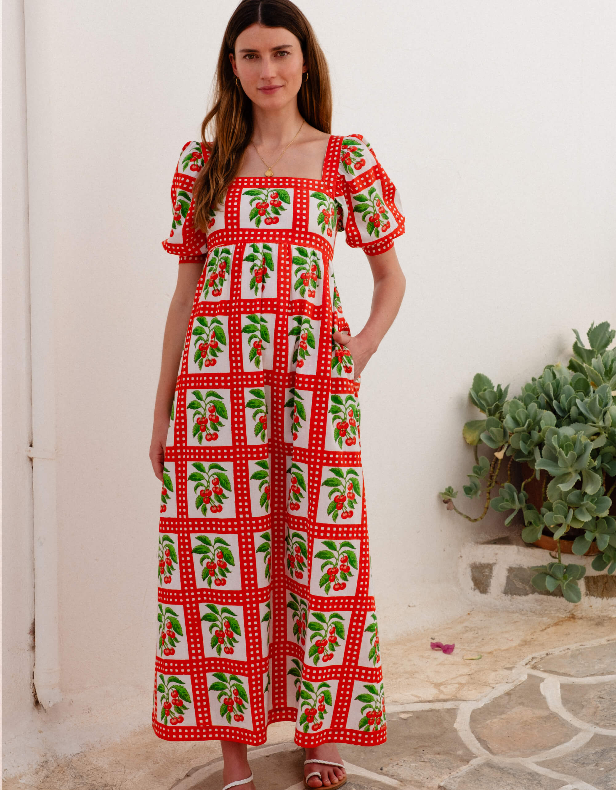 Pink City Prints Cherry Picnic Elizabeth Dress