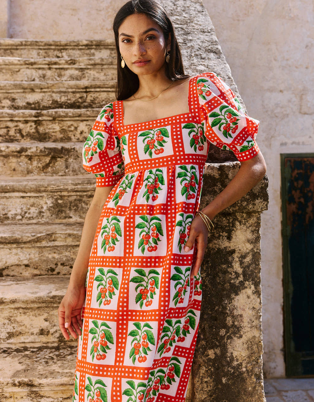 Pink City Prints Cherry Picnic Elizabeth Dress