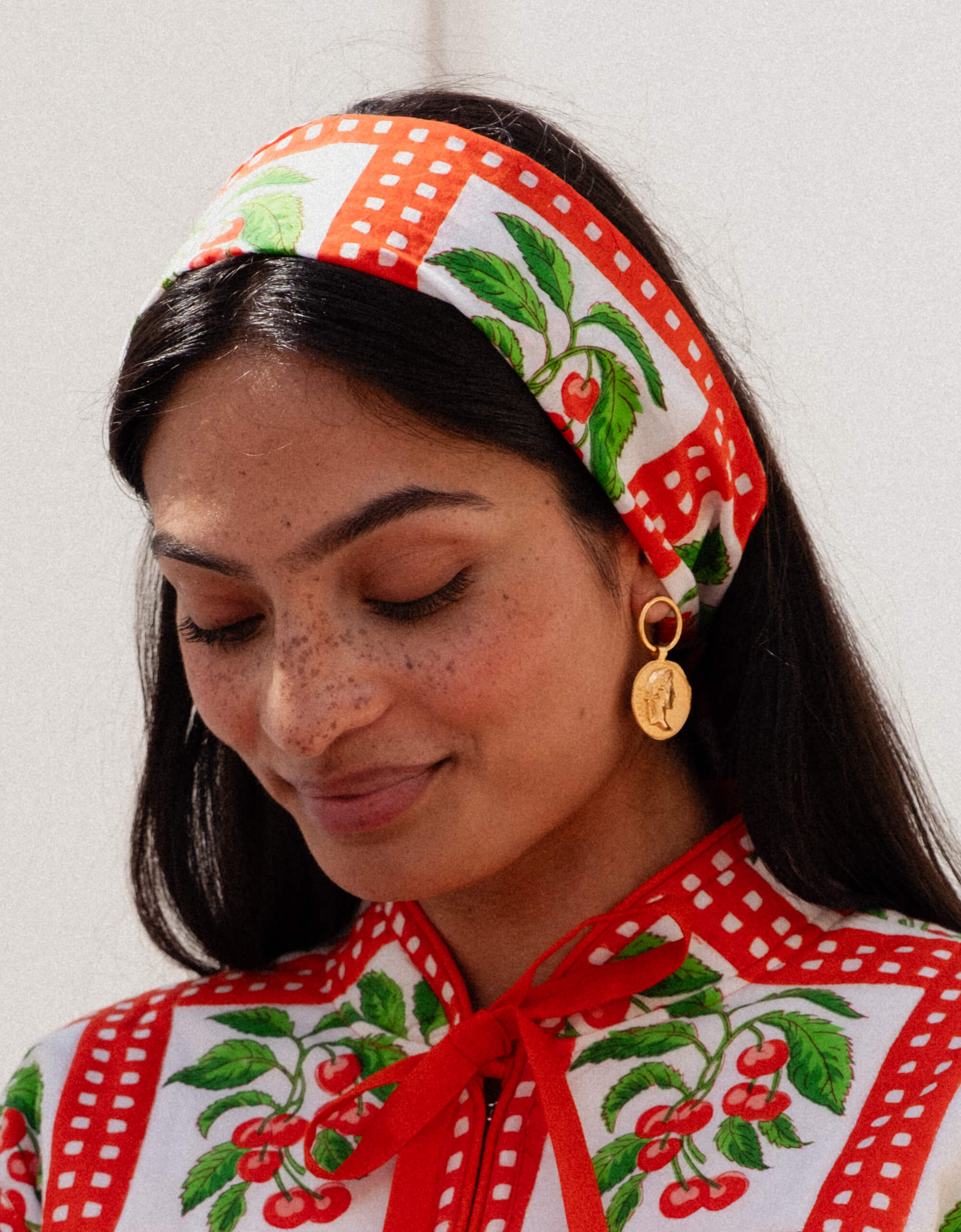 Pink City Prints Cherry Picnic Head Scarf