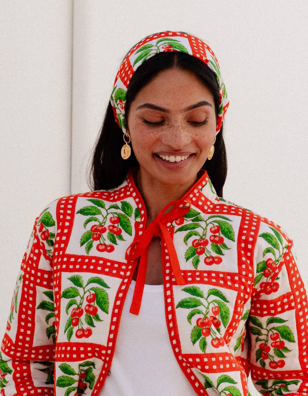 Pink City Prints Cherry Picnic Head Scarf