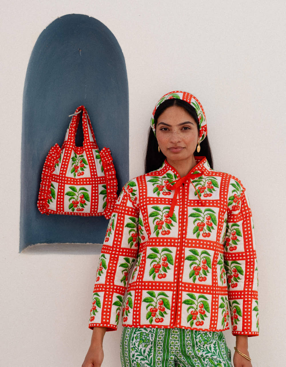 Pink City Prints Cherry Picnic Head Scarf