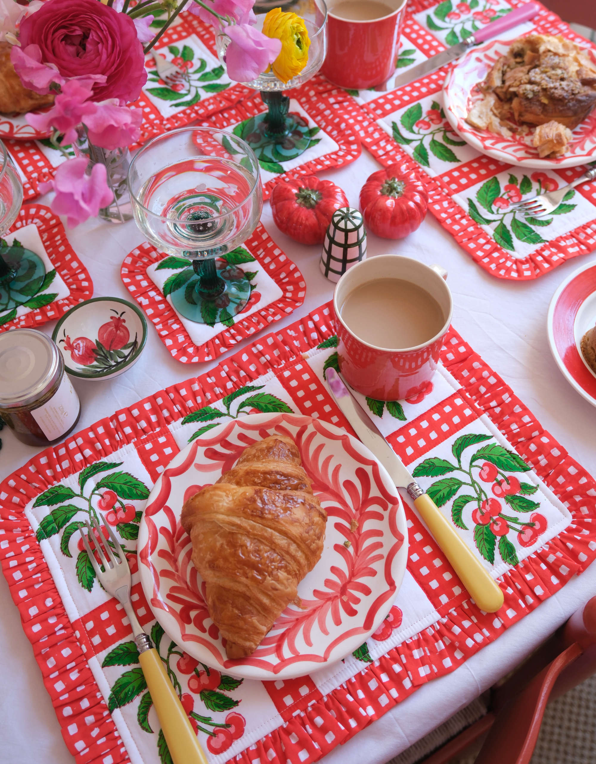 Pink City Prints Cherry Picnic Placemats (Set of 6)