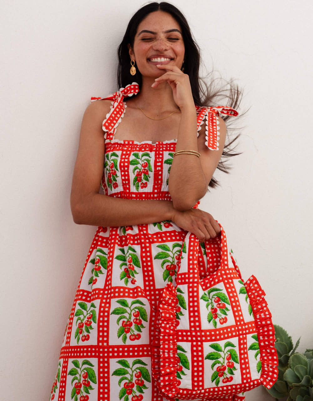 Pink City Prints Cherry Picnic Ruffle Clutch