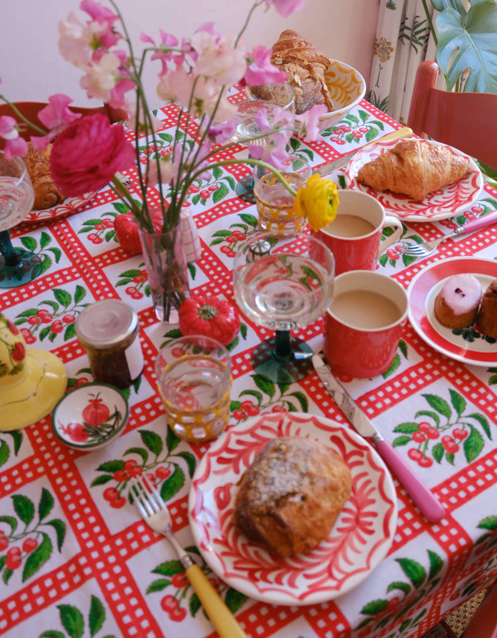 Pink City Prints Cherry Picnic Tablecloth