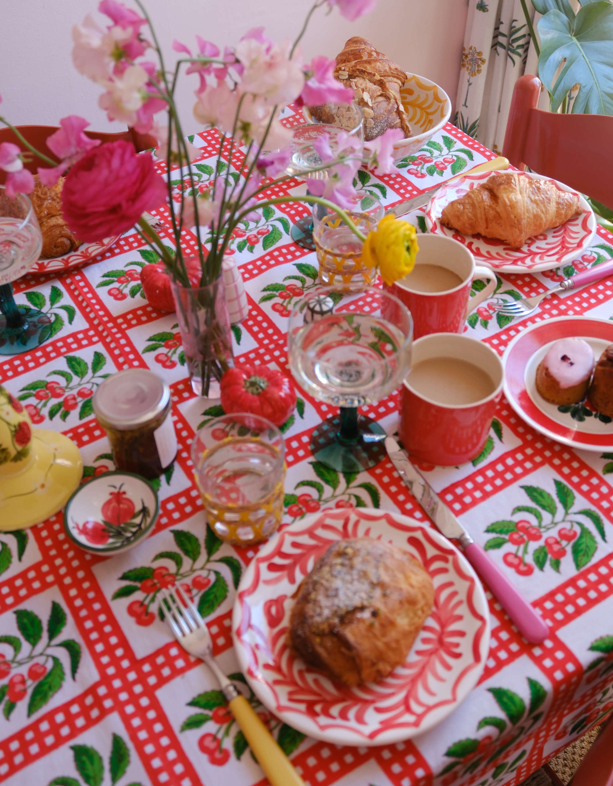Pink City Prints Cherry Picnic Tablecloth