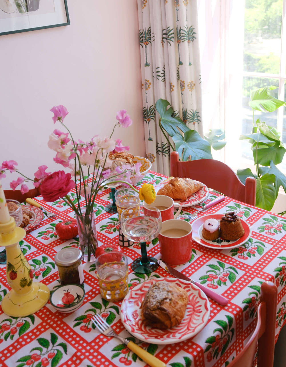 Pink City Prints Cherry Picnic Tablecloth