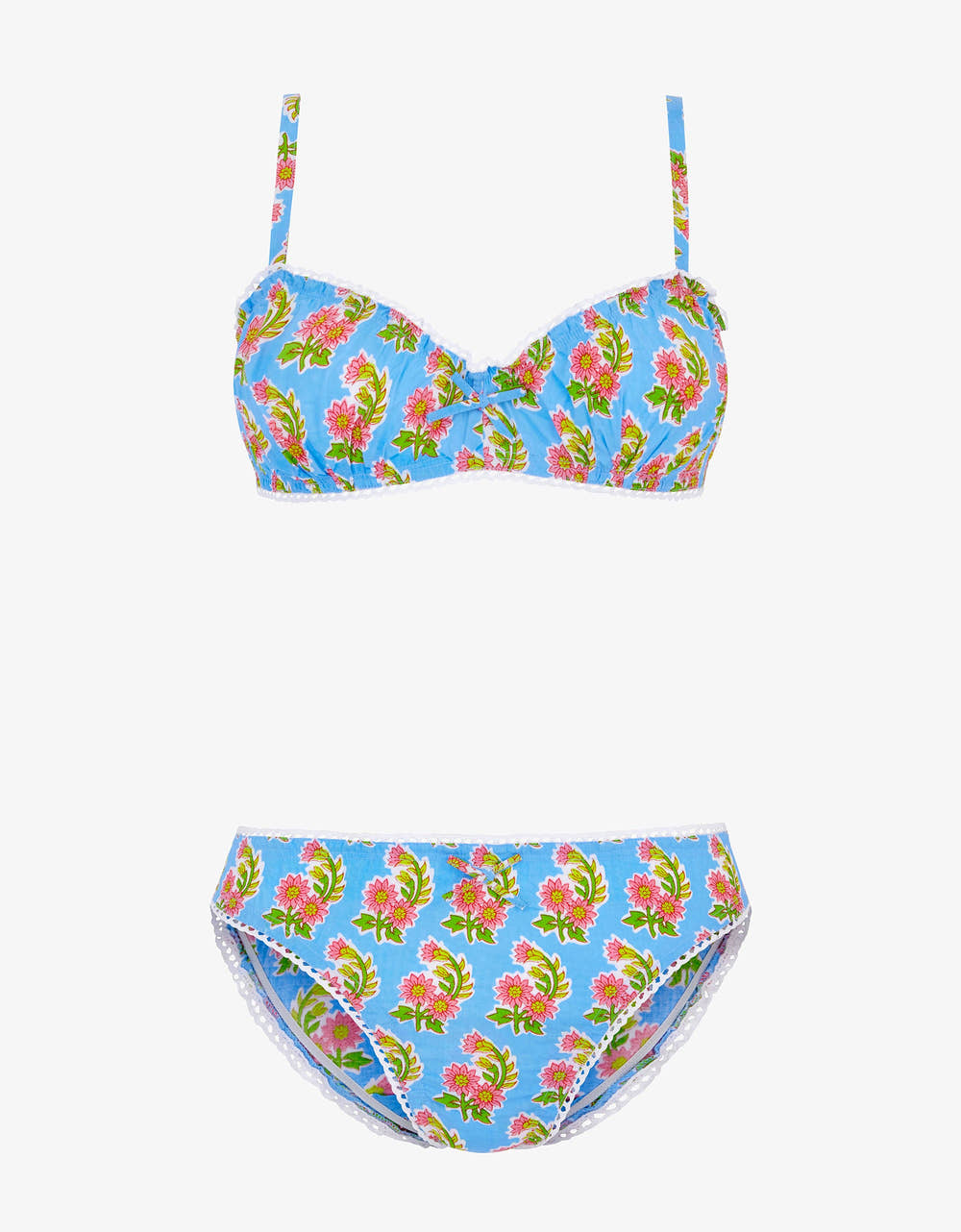 Pink City Prints Cornflower Aster Bra and Pants Set