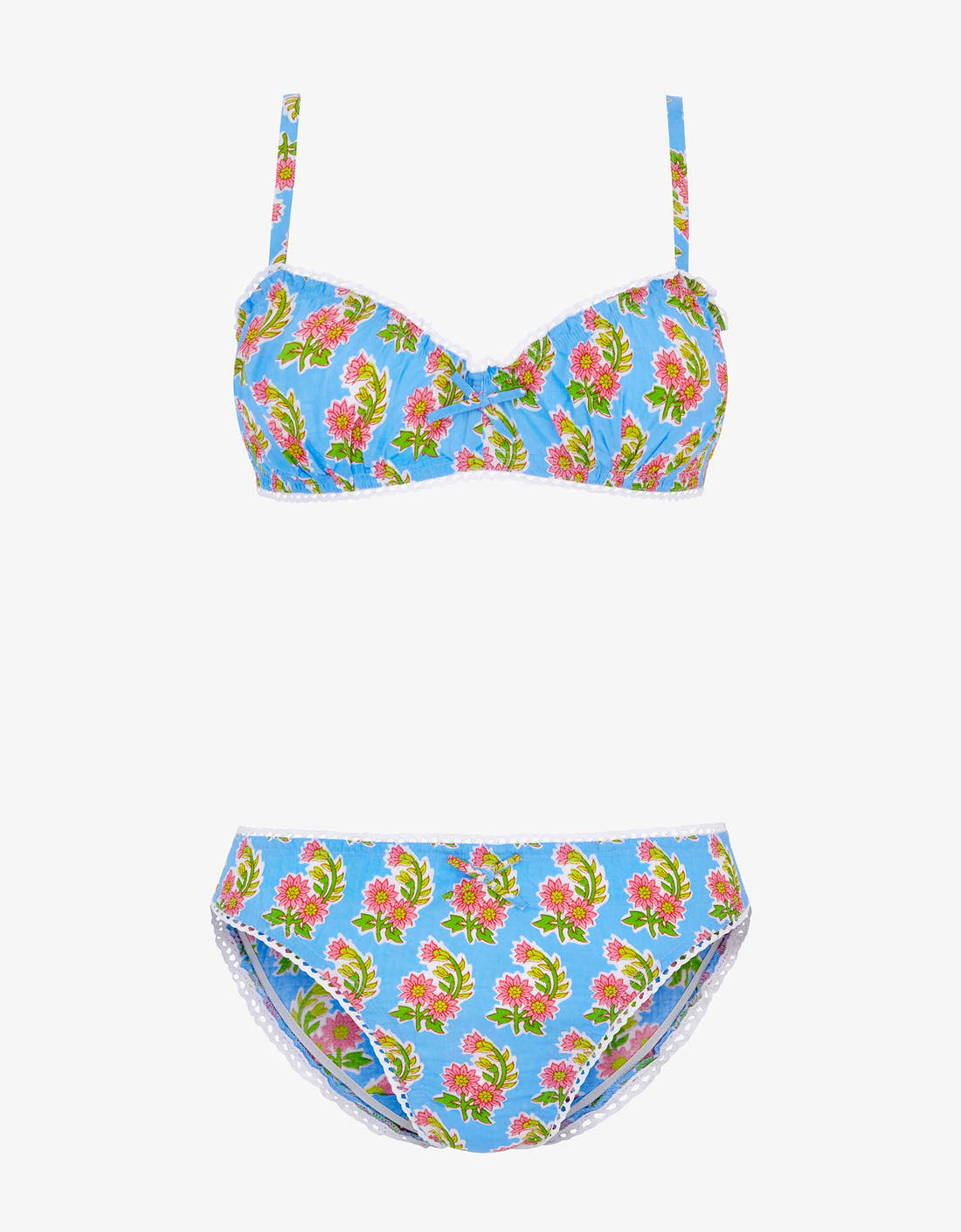 Pink City Prints Cornflower Aster Bra and Pants Set