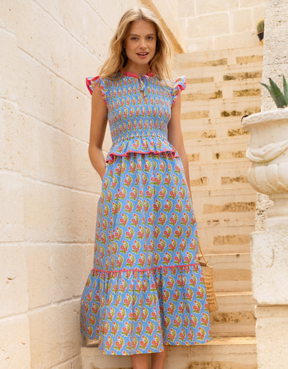 Pink City Prints Cornflower Aster Harper Dress