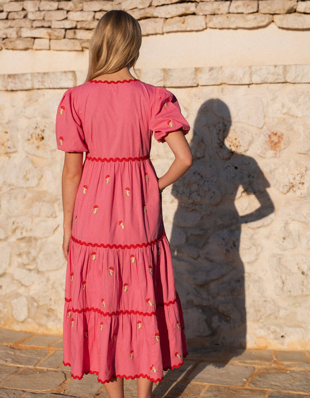 Pink City Prints Embroidered Bubblegum Mushroom Jolie Dress