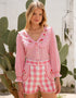 Pink City Prints Embroidered Candy Floss Gingham Ava Shorts