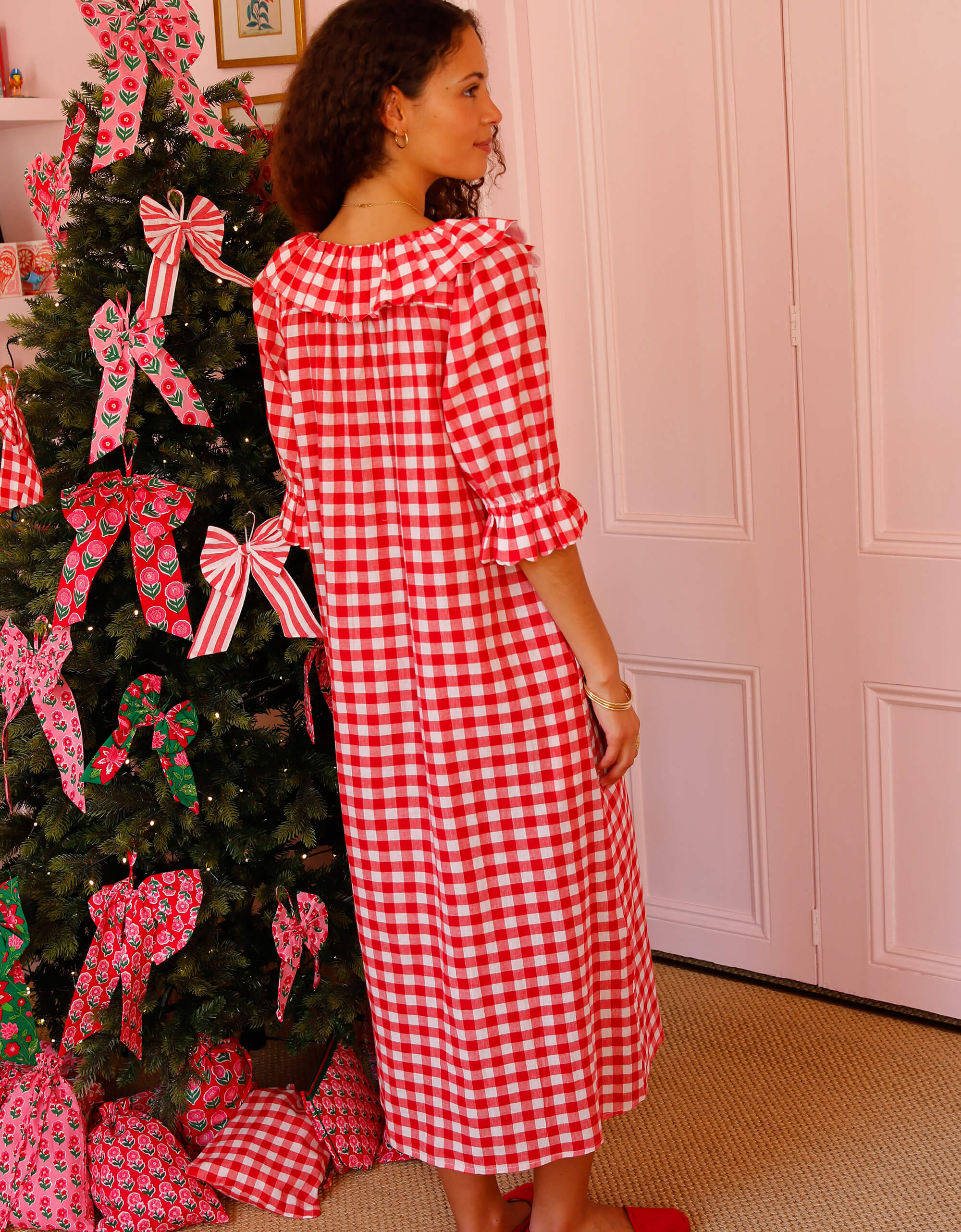 Pink City Prints Festive Gingham Ava Dress