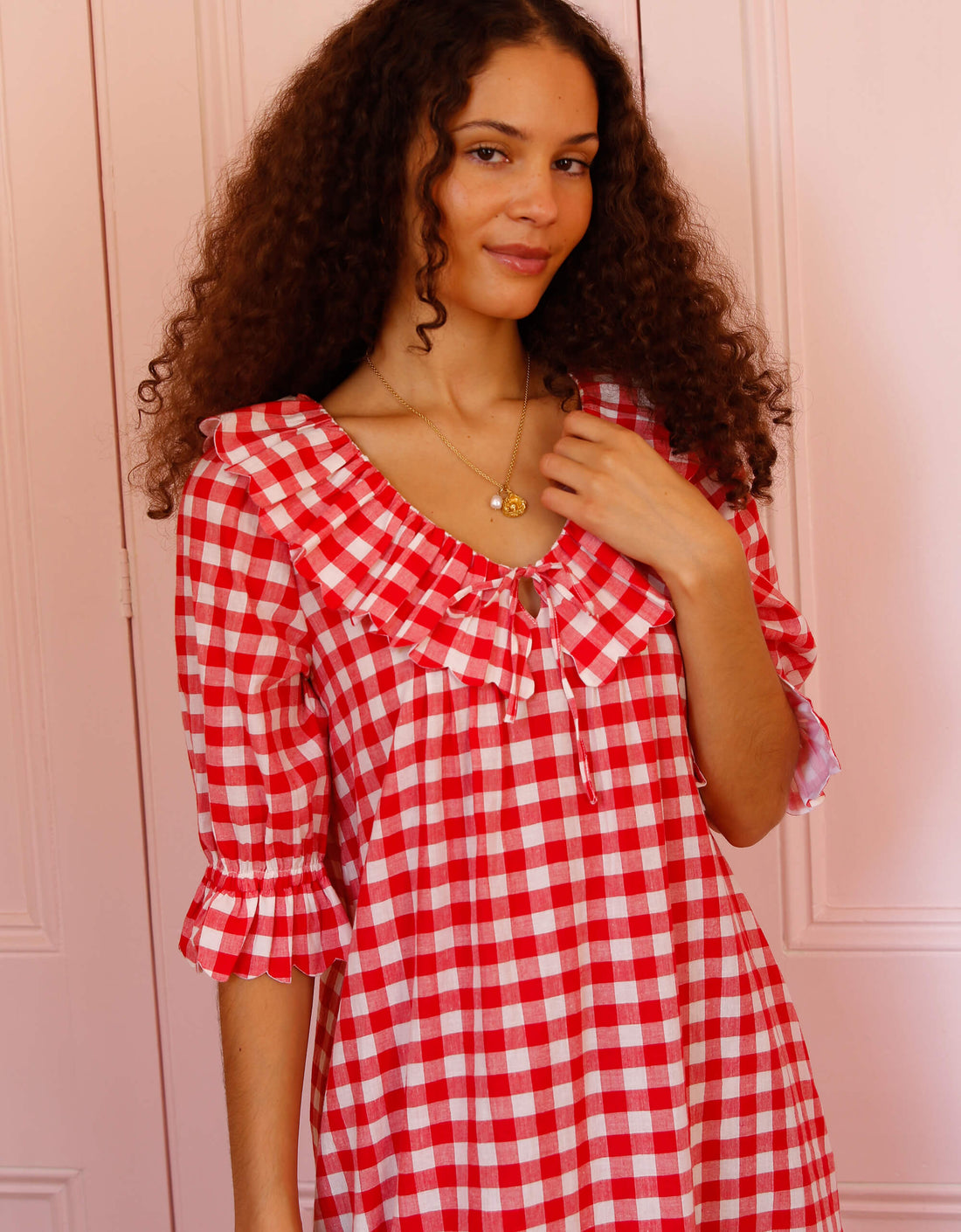 Pink City Prints Festive Gingham Ava Dress