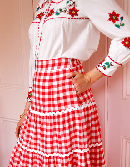 Pink City Prints Festive Gingham Etta Skirt