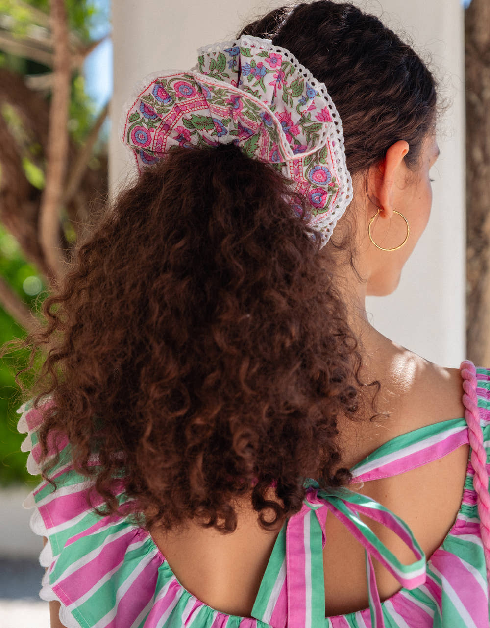 Pink City Prints Floral Roar Double Scrunchie Set