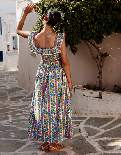 Pink City Prints Folk Border Carrie Dress