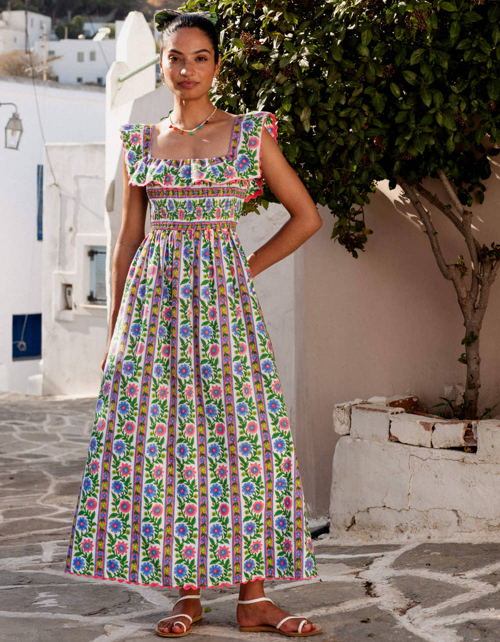 Pink City Prints Folk Border Carrie Dress