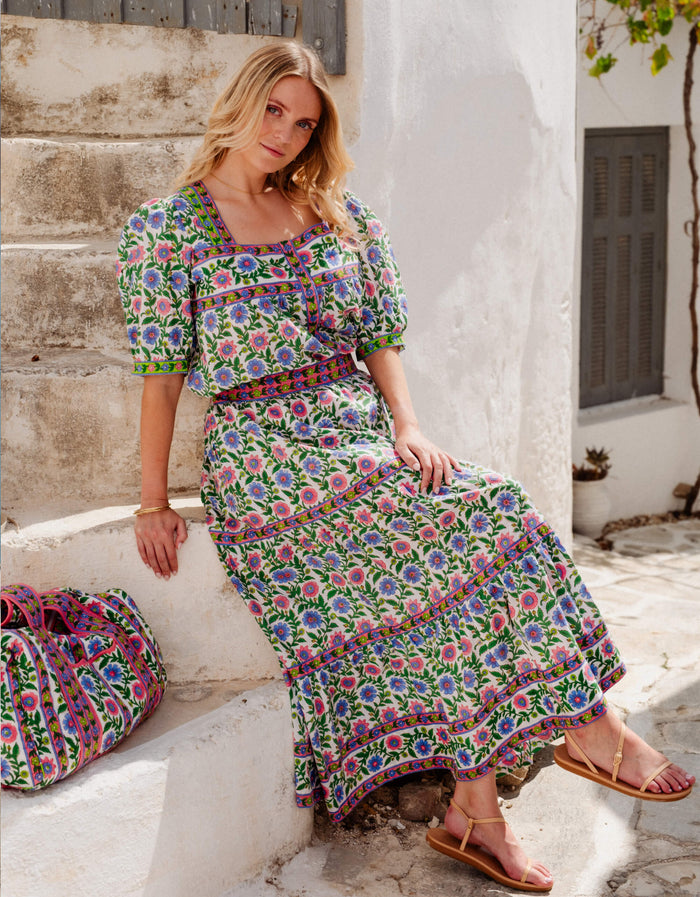 Pink City Prints Folk Border Fleur Skirt