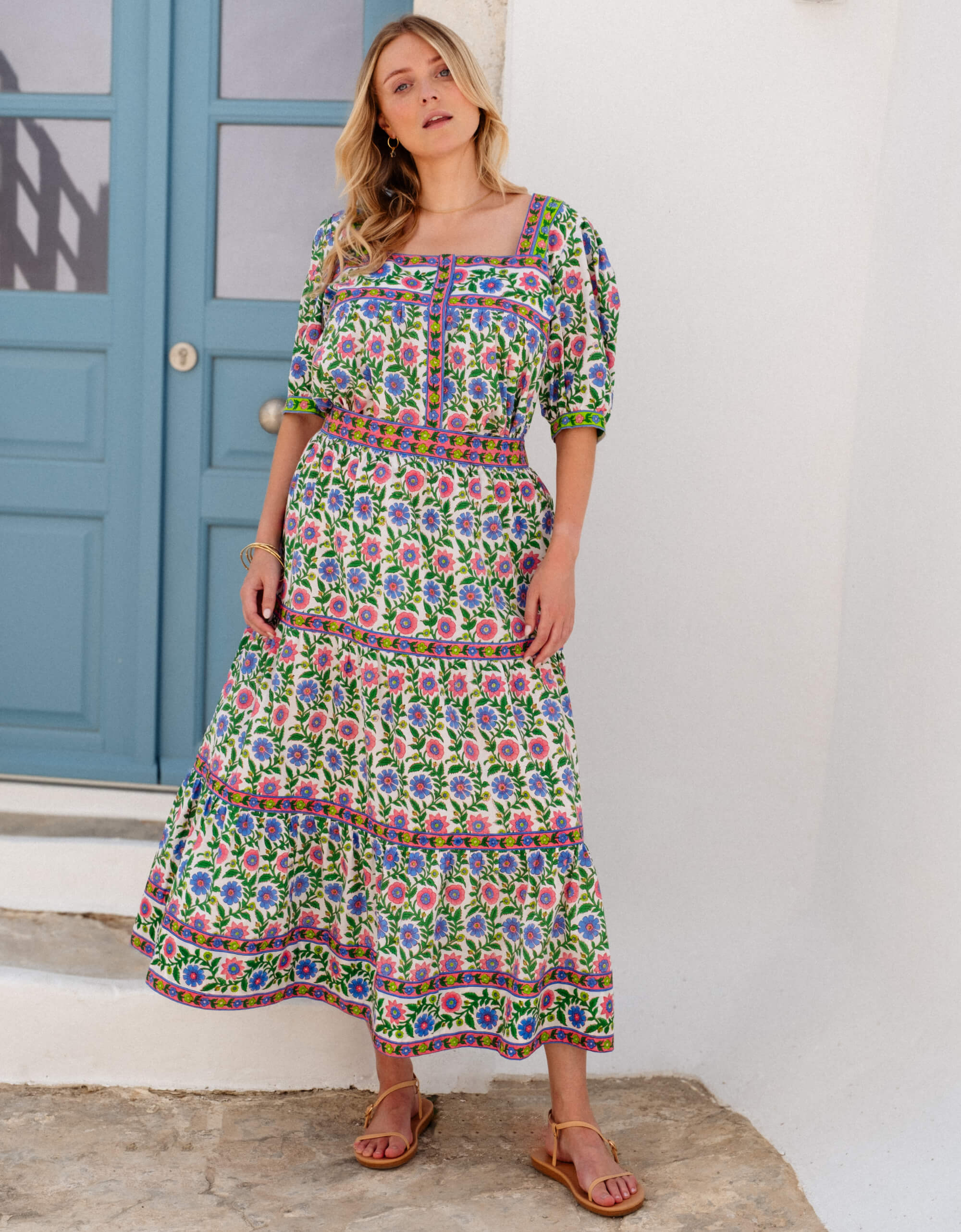 Pink City Prints Folk Border Fleur Skirt
