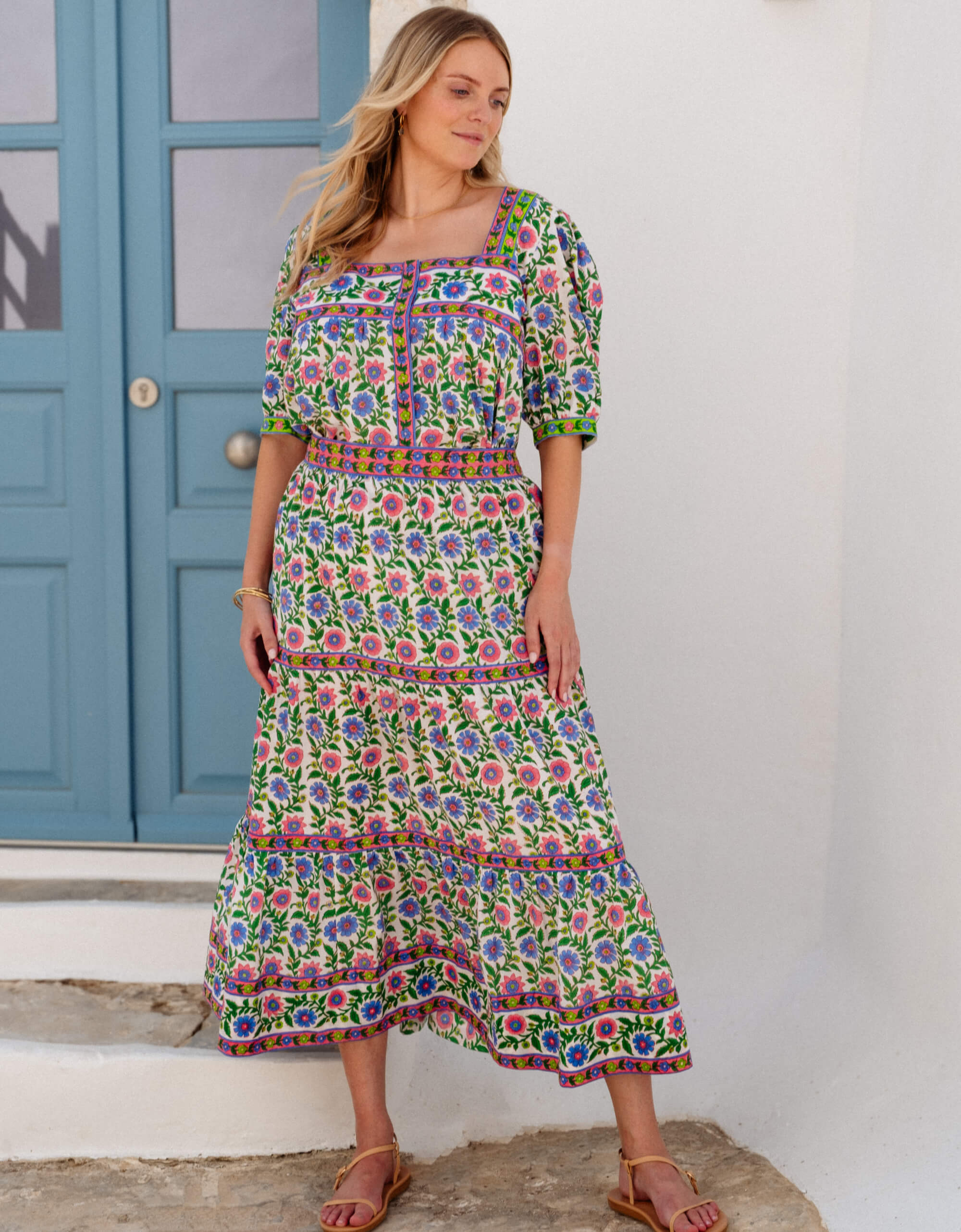 Pink City Prints Folk Border Fleur Skirt